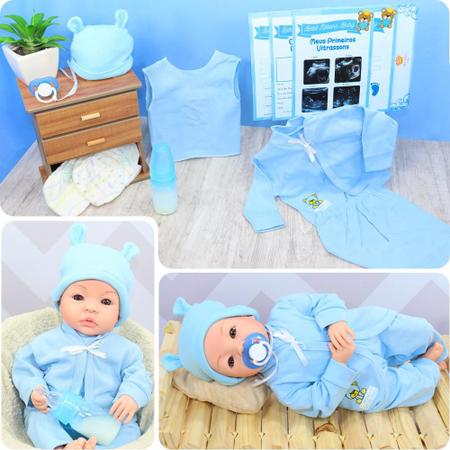 Bebê Reborn Menino Boneca Real Tata Roupa Pagão Azul Claro - ShopJJ -  Brinquedos, Bebe Reborn e Utilidades