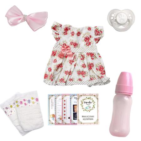 Boneca Reborn Realista 100% Silicone Cabelo Castanho + Itens - Cegonha Reborn Dolls Imagem de Boneca Reborn Realista 100% Silicone Cabelo Castanho + Itens