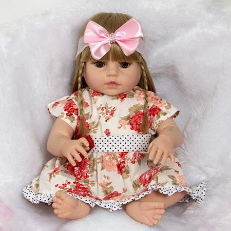 Boneca Reborn Silicone Bebê Realista Princesa Com Acessórios