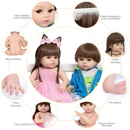 Boneca Tipo Reborn Gêmeos Casal Vários Acessórios Enxoval - Cegonha Reborn  Dolls - Bonecas - Magazine Luiza