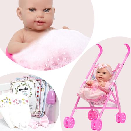 Bebe Reborn Realista Fofinha Com Carrinho Envio Imediato - Cegonha