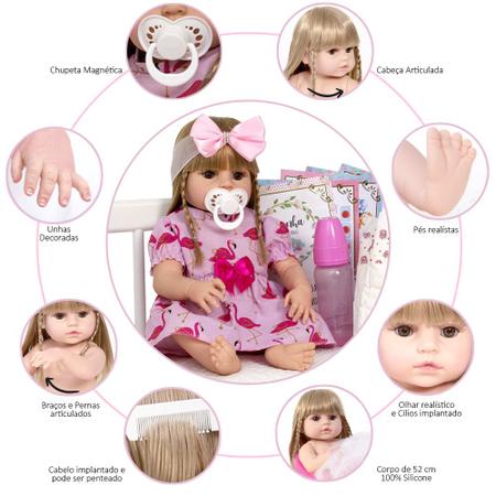 Boneca Reborn Recém - Nascido Infantil Loira Silicone Grande - Cegonha  Reborn Dolls - Boneca Reborn - Magazine Luiza