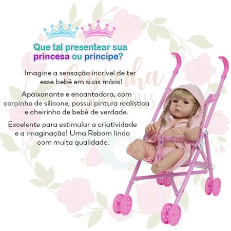 Imagem de Boneca Reborn Realista Loira Saída De Banho Kit Carrinho