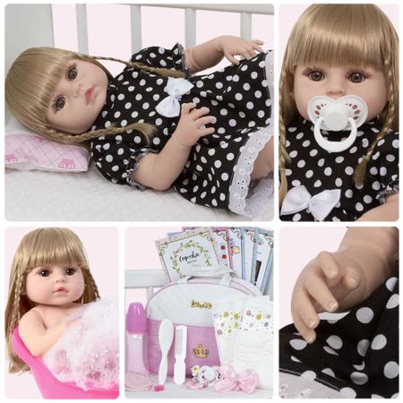 Boneca Bebe Reborn Realista Menina Loira Barbie Pode Banho - Chic Outlet -  Economize com estilo!
