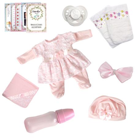 Boneca Bebe Reborn Morena Realista Vinil Siliconado 24 Itens no Shoptime