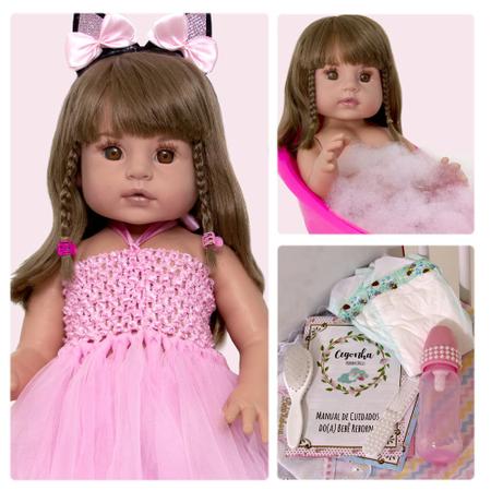 Boneca Reborn Roupa Rosa Menina Silicone + Enxoval Completa - Cegonha Reborn  Dolls - Boneca Reborn - Magazine Luiza