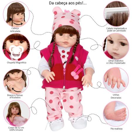 Boneca Reborn de Silicone Que Pode Dar Banho - Cegonha Reborn Dolls - Boneca  Reborn - Magazine Luiza