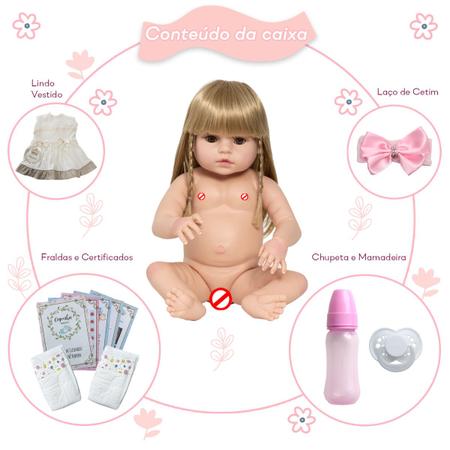 Bebe Reborn 100% Silicone Recem Nascida Fofinha Completa - Cegonha