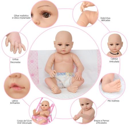 Boneca Bebê Reborn Recém Nascido Menina com acessórios, Magalu Empresas