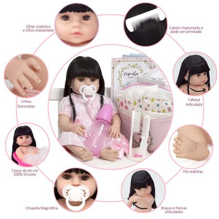 Bebe Reborn 100% Silicone Recem Nascida Fofinha Completa - Cegonha Reborn  Dolls - Bonecas - Magazine Luiza