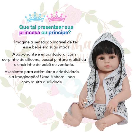 Boneca Reborn Recém Nascida Morena Roupão Pandinha Linda - Cegonha Reborn Dolls Imagem de Boneca Reborn Recém Nascida Morena Roupão Pandinha Linda