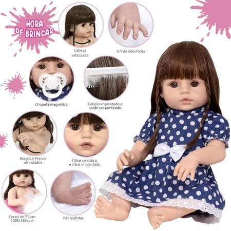 Boneca Reborn Recem Nascida Realista 100% Silicone 13 Itens - USA Magazine