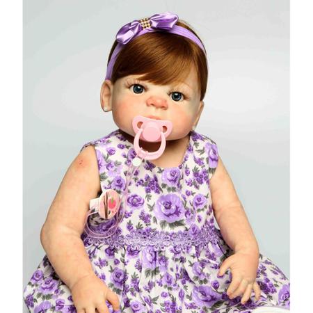Boneca Bebê Reborn Ruiva Isabella Enxoval Rosa Corpo de Silicone Realista  52cm - MUNDO KIDS