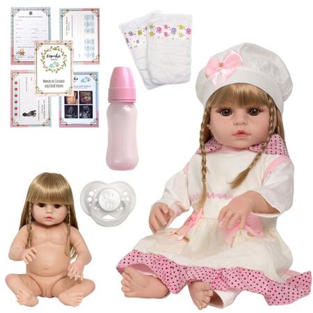 Boneca Reborn Recém - Nascido Infantil Loira Silicone Grande - Cegonha  Reborn Dolls - Boneca Reborn - Magazine Luiza