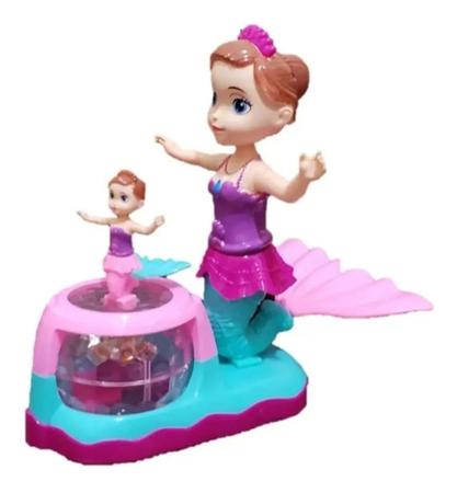 Imagem de Boneca Sereia Musical Carrinho Bate E Volta Luz (Mãe e Filha)