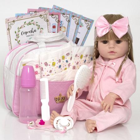 Roupa para boneca bebê reborn (52cm) - conjunto rosa