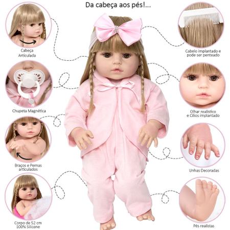 Boneca Bebê Reborn Silicone Barato Menina Bebe Original Barata Realista  100% Vinil siliconado + 10 itens - Bonecas - Magazine Luiza