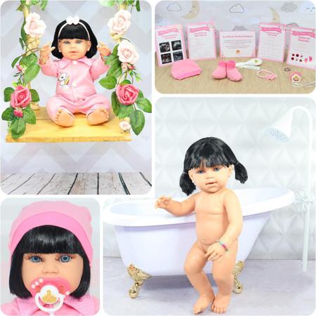 Boneca Bebê Tipo Reborn menina Barata Completa + de 23 Acessorios C/ Bolsa  - Que Sonho de Nenem - Bonecas - Magazine Luiza