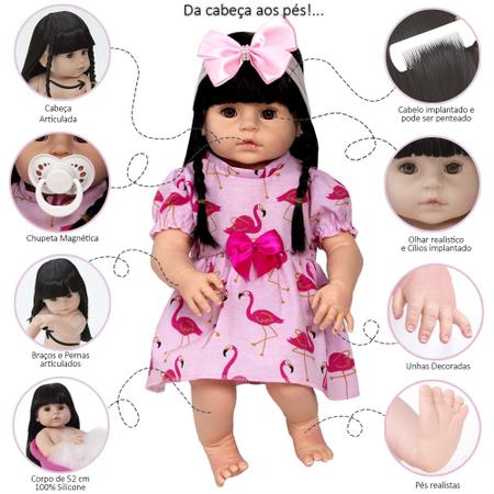 Boneca Bebê Reborn Morena De Luxo Cegonha Dolls 23 Itens - Chic Outlet -  Economize com estilo!