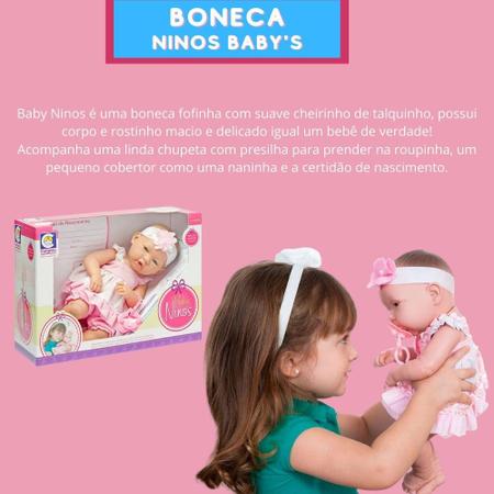 Boneca Tipo Bebe Reborn Ninos Recem Nascida + Certidão