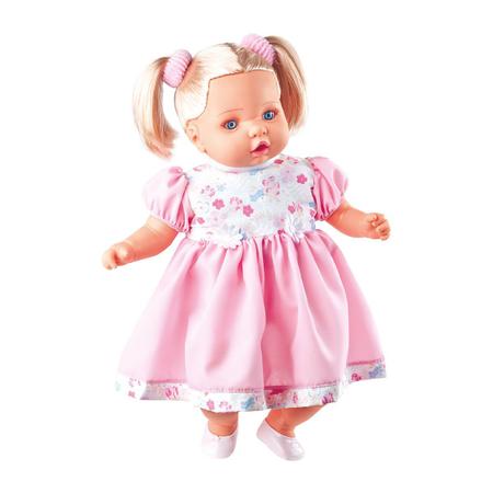 Imagem de Boneca Tipo Reborn Loira 45cm Fala 62 Frases + Mamadeira 211