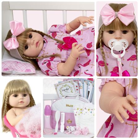 Boneca Reborn Realista Laura Corpo de Silicone + 20 Itens - Cegonha Reborn  Dolls - Boneca Reborn - Magazine Luiza