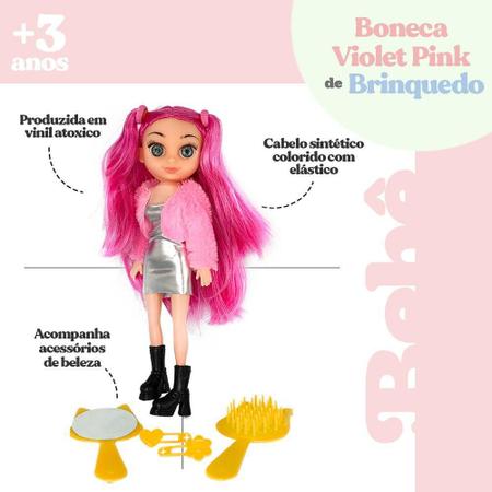 Boneca Violet Pink 30cm + Acessórios - Cabelo Rosa - Anjo Brinquedos -  Bonecas - Magazine Luiza