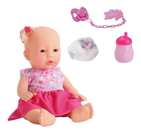 Roupa - vestido e fralda para boneca bebê newborn Divertoys