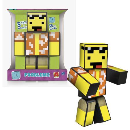 Boneco Stick Turma do Problems - Grande - 35cm- Minecraft - Algazarra