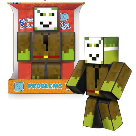 Boneco Stick Turma do Problems - Pequeno - 25cm - Minecraft - Algazarra