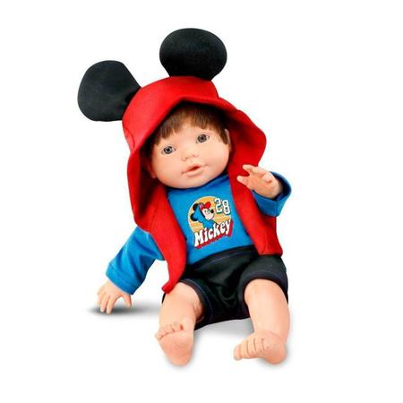 Imagem de Boneco Bebê Mania Mickey Mouse 34cm Roma - 5156