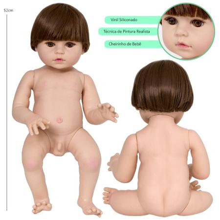 Boneca Bebê Reborn Corpo 100 % Silicone Com Lindos Acessórios e