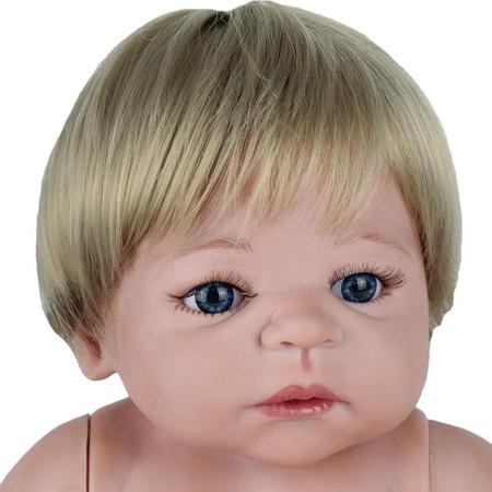 Boneca Bebê Reborn Silicone Cabelo Implantado Olhos Verdes 55 cm Realista -  MUNDO KIDS