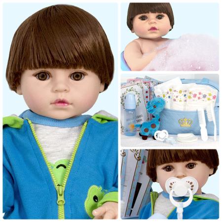 Bebê Reborn Menino Realista 100% Silicone Com Itens