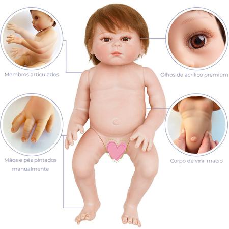 Bebê Reborn Menino Daniel Realista Corpo de Silicone 52cm
