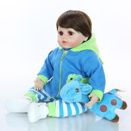 Boneca Bebê Reborn Menino Realista De Silicone Npk 48Cm