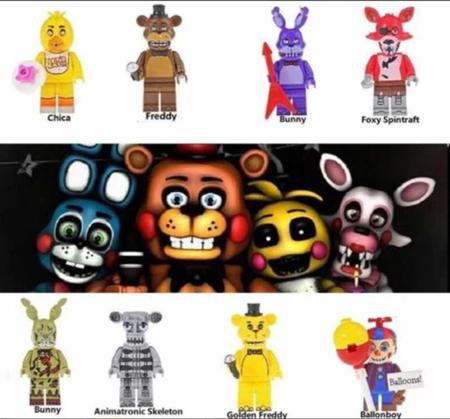 Kit 8 personagens Five Nights At Freddy's Animatronic Fox Eskeleton Ballon