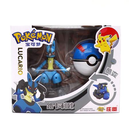 Boneco Brinquedo Articulado Lucario Pokémon Pokébola Na Caixa em