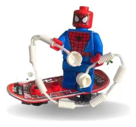 Imagem de Boneco compativel com Lego Homem Aranha com Skate Articulado