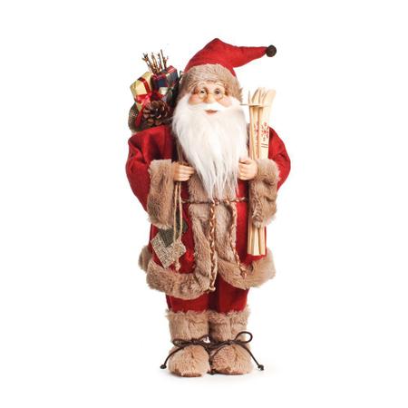 Imagem de Boneco de Papai Noel em Pé Com Saco de Presente e Ski 50cm