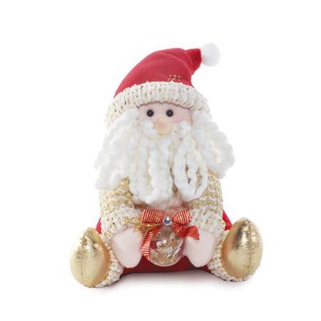 Imagem de Boneco de Papai Noel Sentado Vermelho e Bege com Bola 25cm