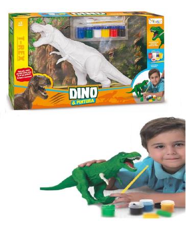 Dinossauro P/ Pintar Boneco Dino Rex Tinta Colorir Infantil