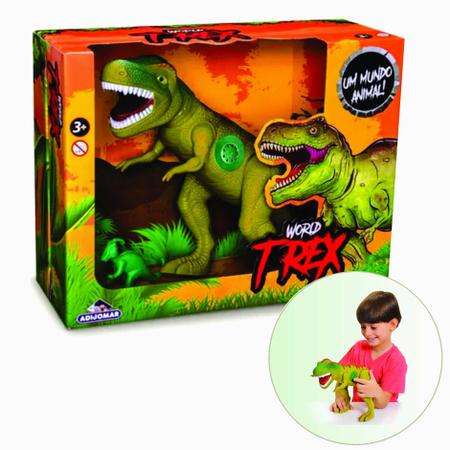 Boneco Dinossauro Tirano Rex World Grande Brinquedo com Som Menino