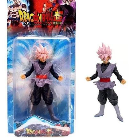 Boneco Dragon Ball Super Goku Black Roupa Preta e Cabelo Rosa