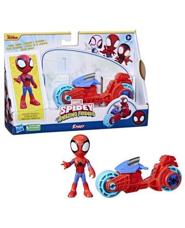 Imagem de Boneco figura homem aranha com moto motocicleta plk spidey hasbro f7459