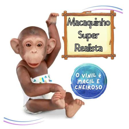 Imagem de Boneco Macaco Little Caco Macaquinho 33 Cm Vinil Omg Marrom
