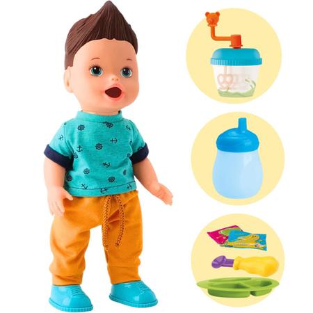 Imagem de Boneco Menino Infantil 32cm Com Acessórios Come E Faz Caquinha  My Little Collection Brinquedo Divertoys