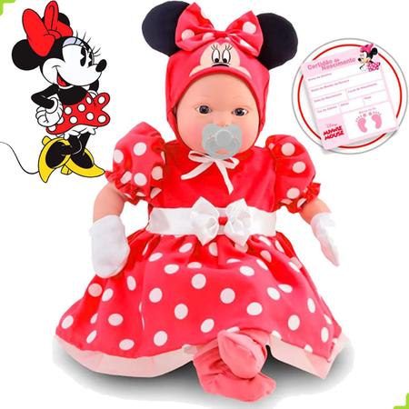 02 Bonecos Bebê Reborn Minnie E Mickey Acessórios