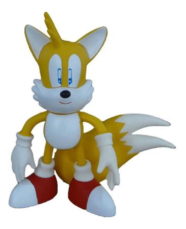 Kit 2 Bonecos Vinil Sonic E Tails 25 Cm Grande Articulados - Sp