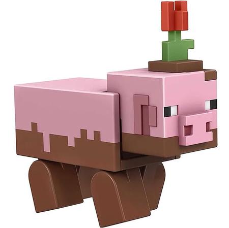 Boneco Minecraft Caves E Cliffs - Porco Com Acessórios